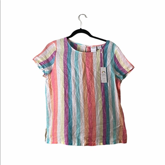 NWT C&C California multi linen striped shirt small - Picture 1 of 6